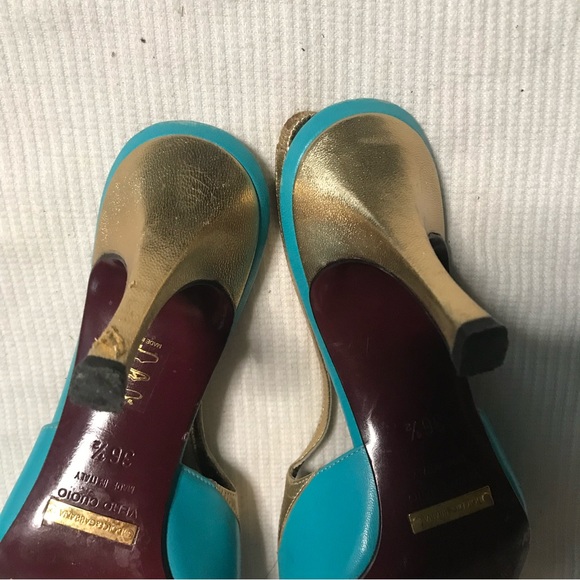 Dolce & Gabbana blue and gold vintage slingback heels - Picture 14 of 16
